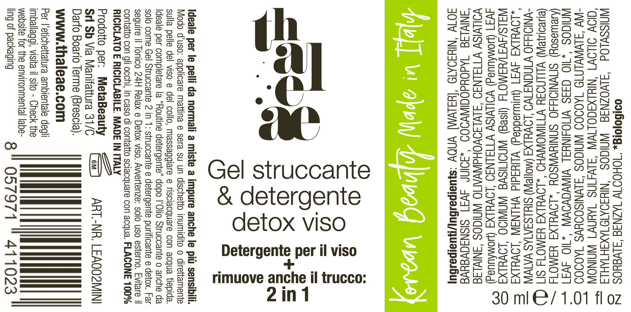 Gel Struccante & Detergente Detox Viso - Mini Size
