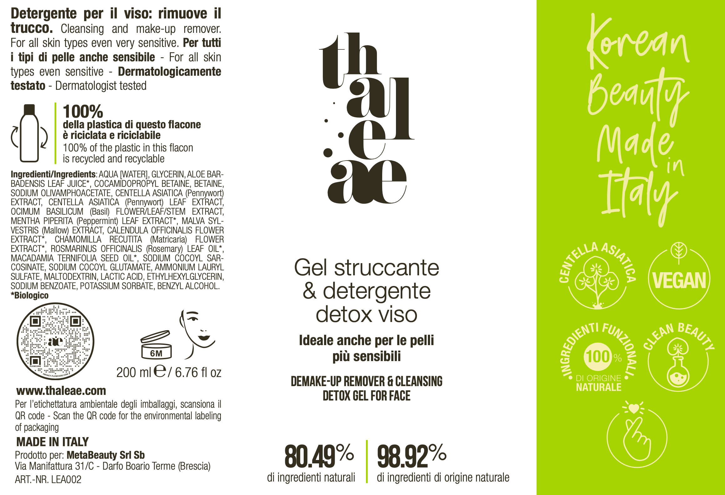 Gel Struccante & Detergente Detox Viso