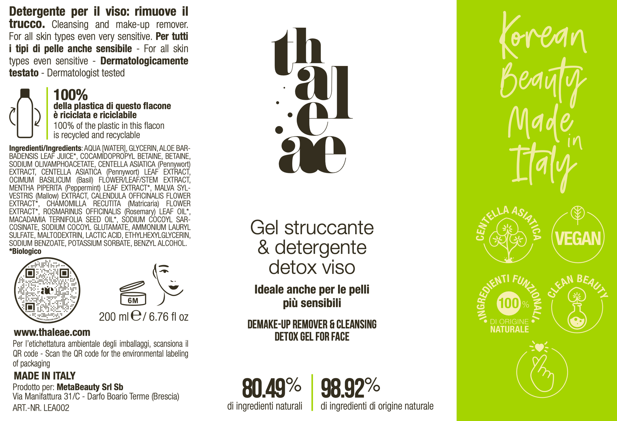 Gel Struccante & Detergente Detox Viso