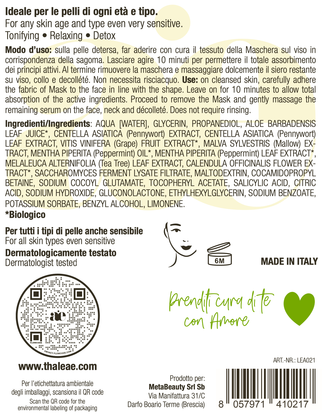 Maschera viso gialla (Tonificante-Rilassante-Detox)