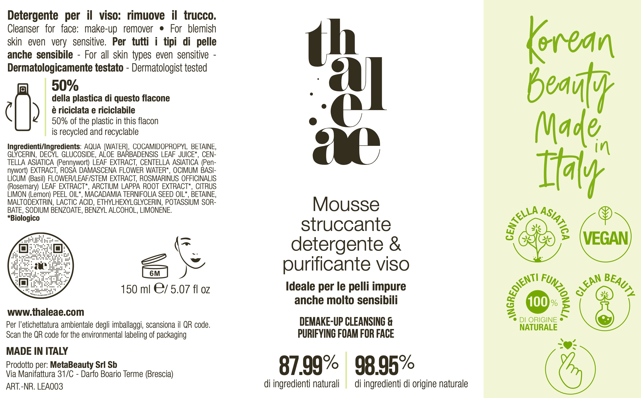 Mousse Struccante Detergente & Purificante Viso 150ml