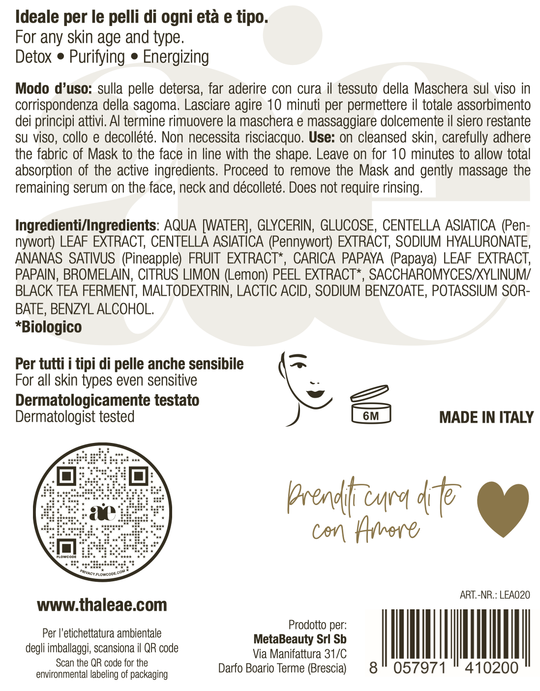 Maschera viso oro (Detox-Purificante-Energizzante)