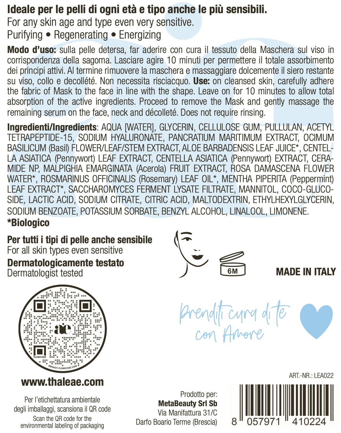 Maschera viso azzurra (Purificante-Rigenerante-Energizzante)